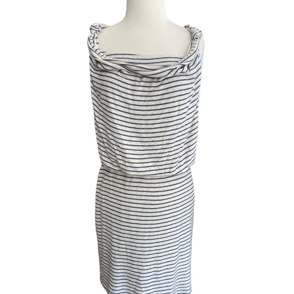 Small Made In San Francisco Blue Cream Striped Sleeveless Dress